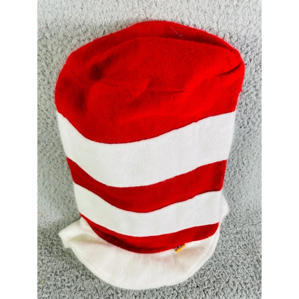 Dr Seuss Cat in the Hat Costume Hat Kids Youth Red White Striped Clown Alley